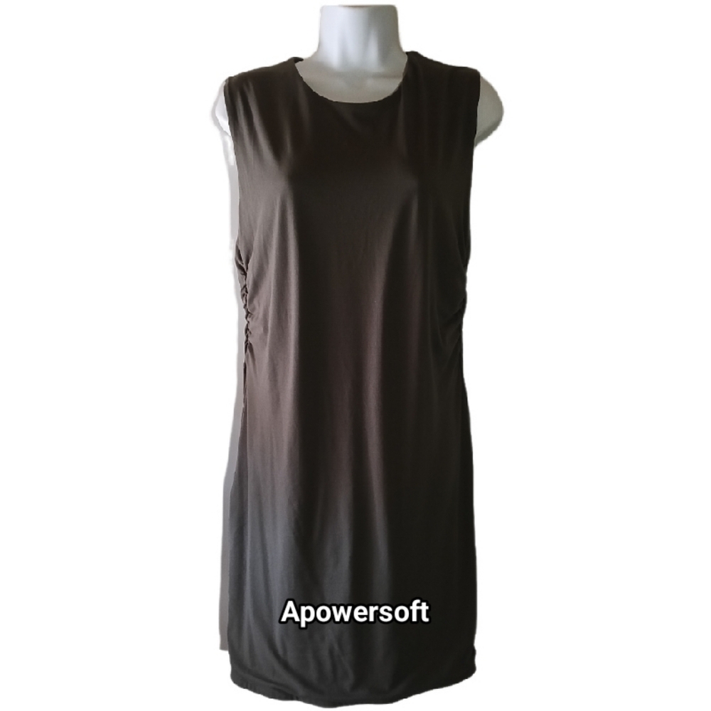 Olive Ruched Tank Dress(0239)